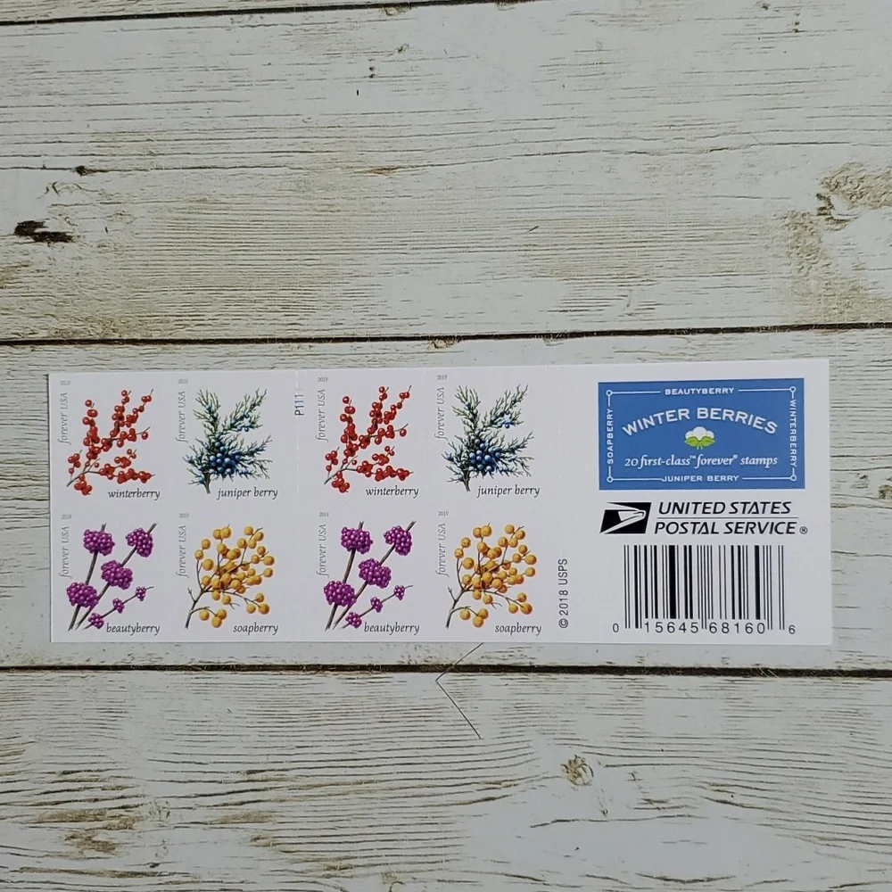 100 Winter Berries 2019 Forever Postage Stamps USPS Christmas Cards‎ Weddings
